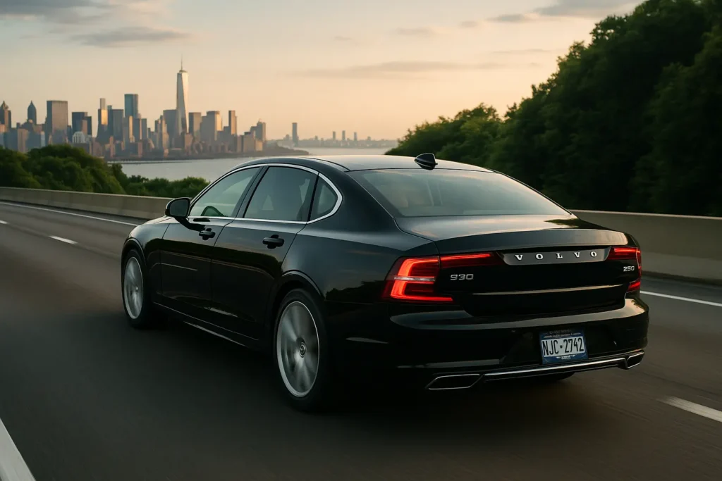 Luxury black car service traveling from Manhattan to the Hamptons