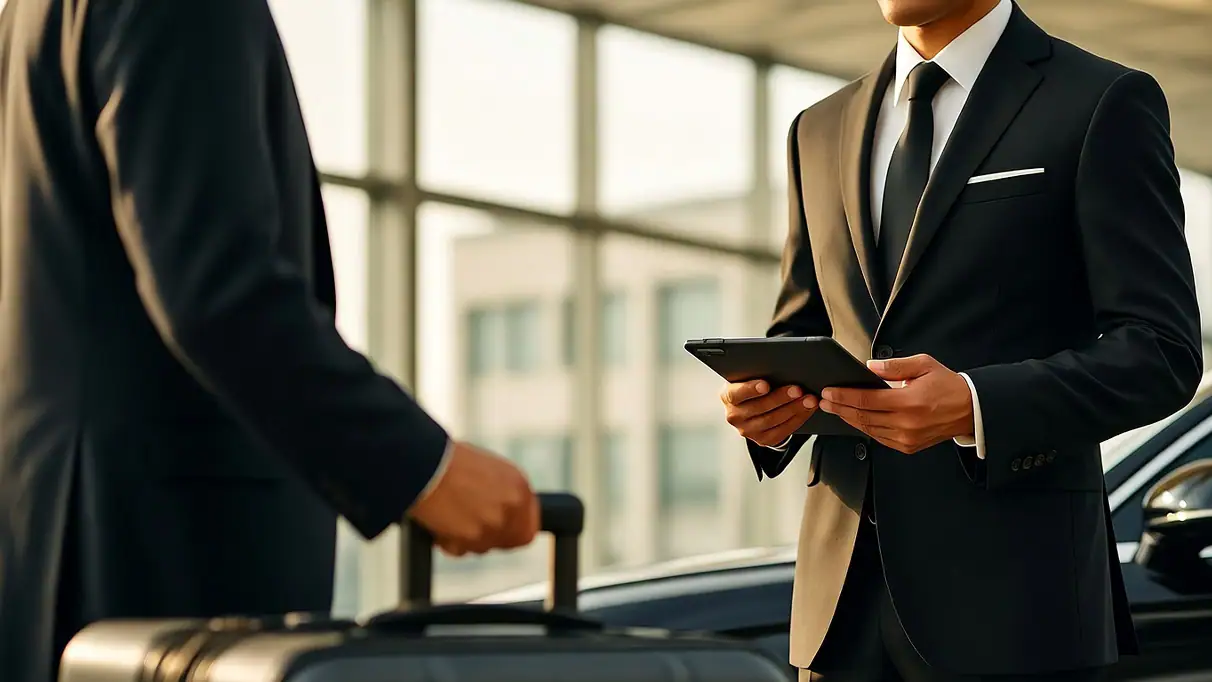 What Is a Chauffeur Service? NYC Costs & What to Expect 1 What is a chauffeur service: a professional NYC chauffeur beside a black luxury sedan