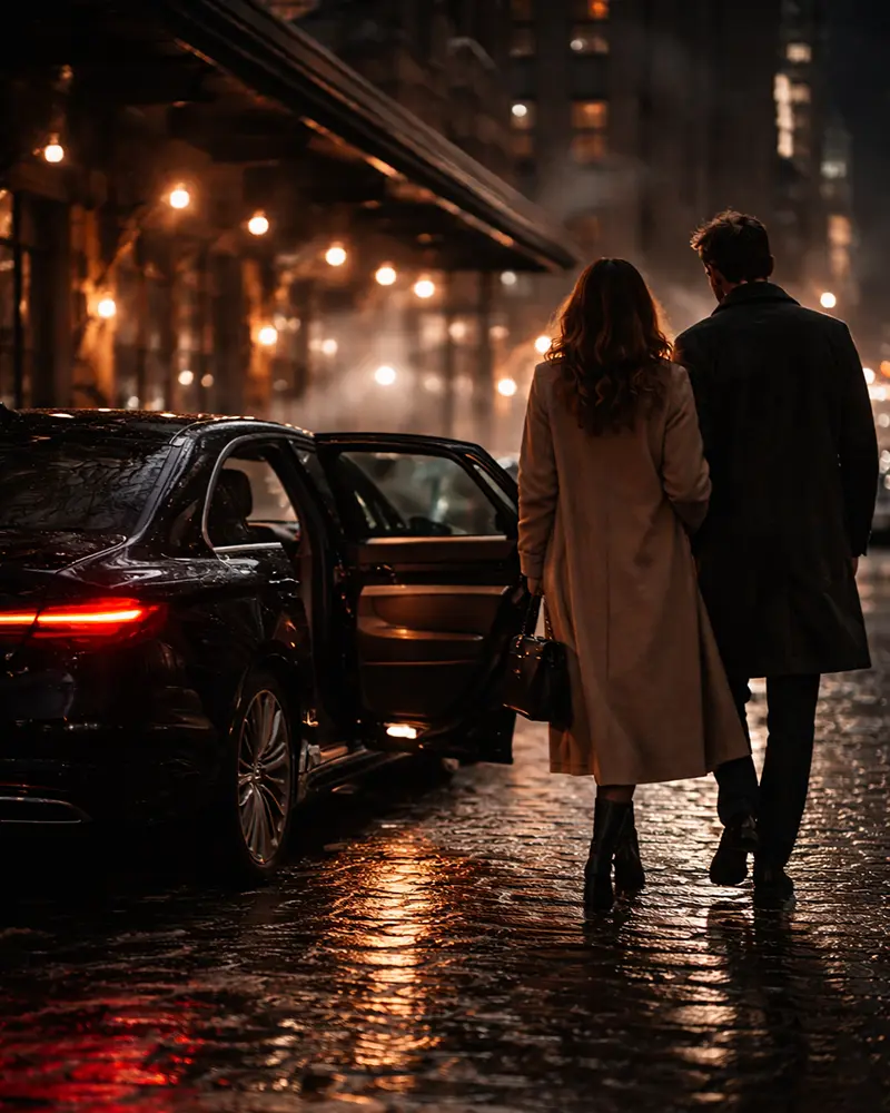 Late night car service pickup in Meatpacking District after NYFW after-party