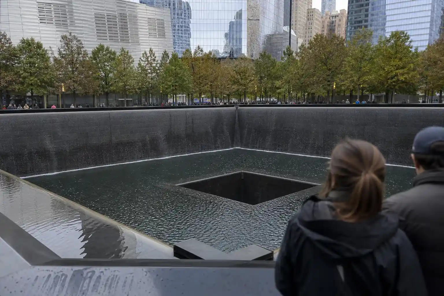 The 9/11 Memorial reflecting pools in Lower Manhattan