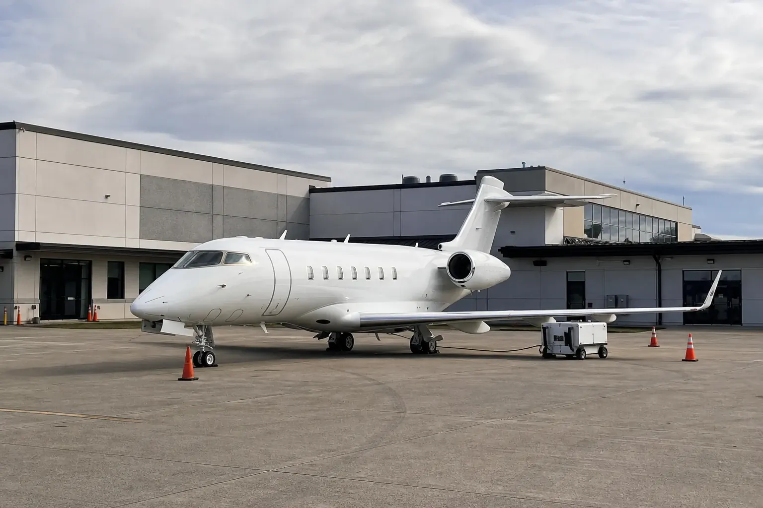 Business jet parked on the ramp at a Teterboro Airport FBO