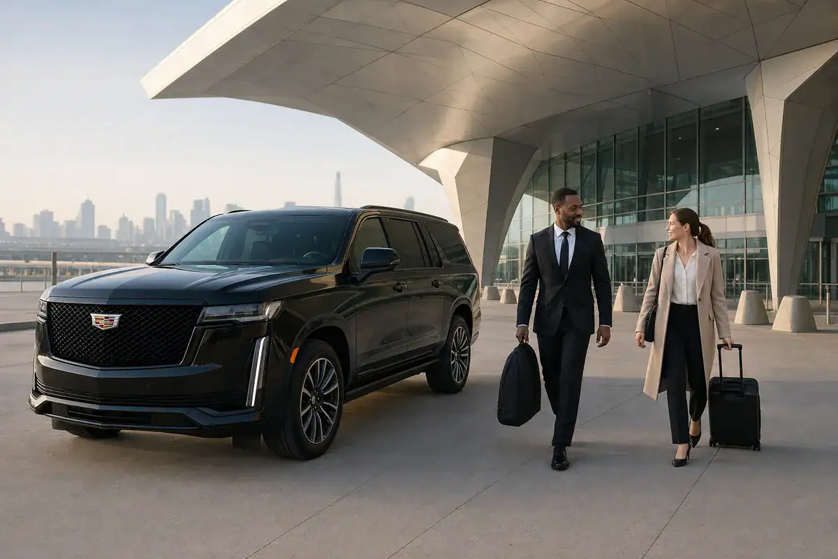 Car service from Harrison to Newark Airport with a black SUV