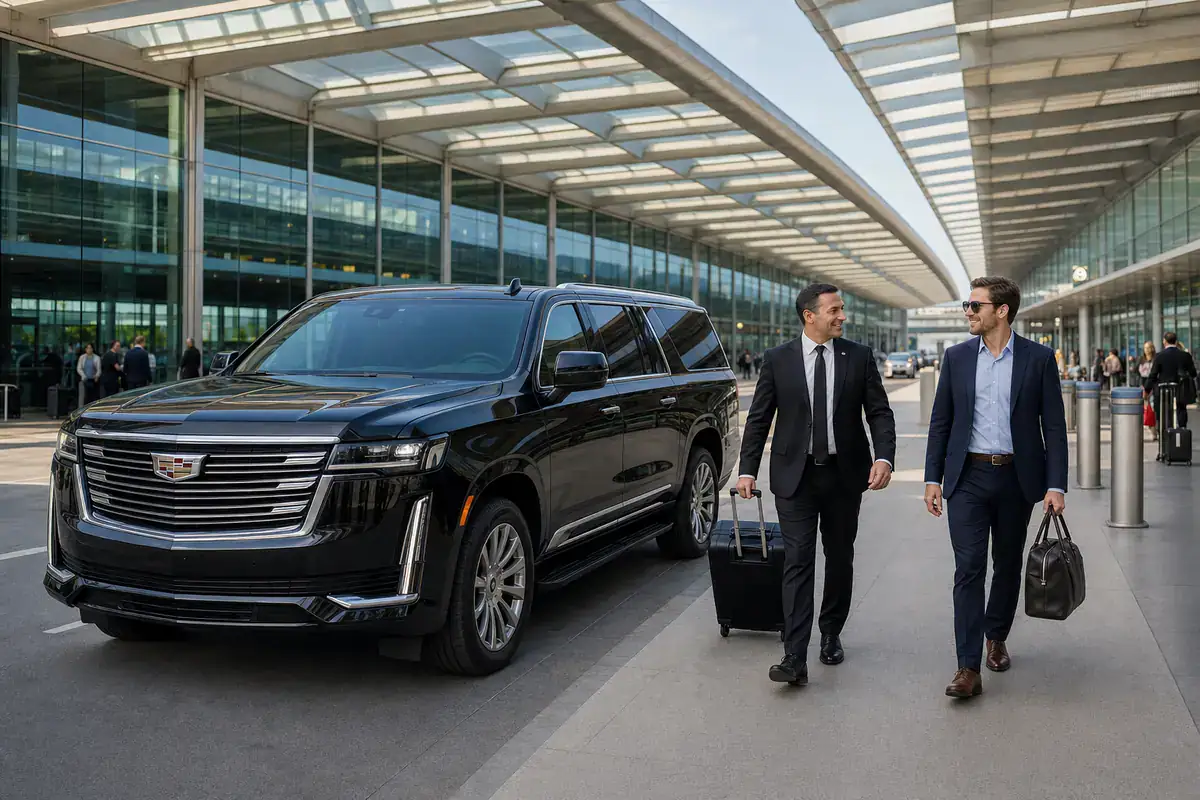 White Plains Car Service 8 Car service from White Plains to JFK Airport with a black SUV at the terminal