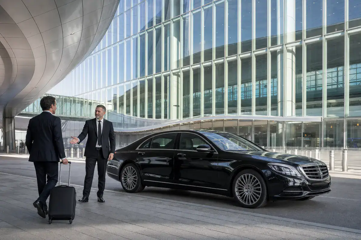 White Plains Car Service 9 Car service from White Plains to LaGuardia Airport, black sedan at the terminal