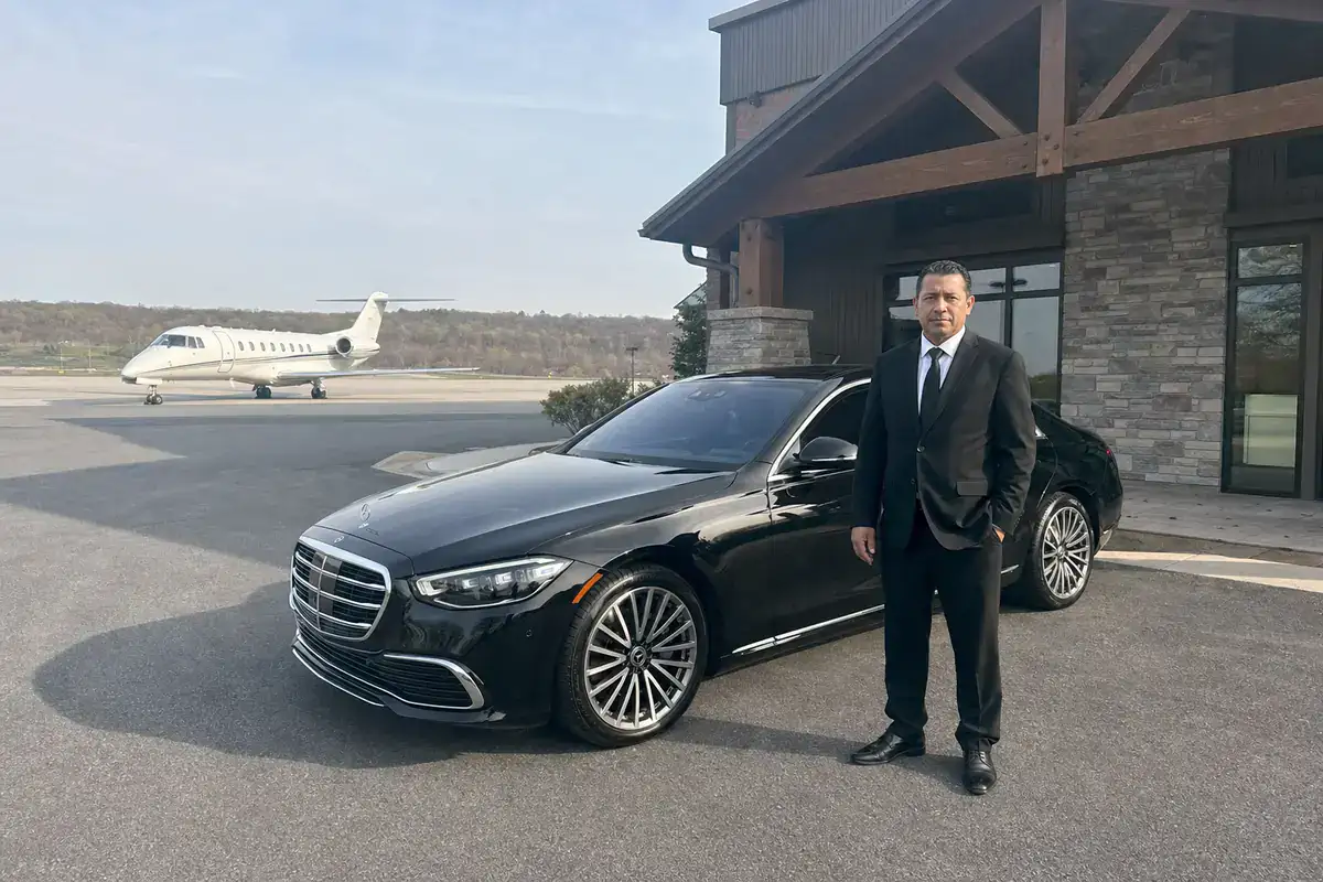 White Plains Car Service 11 Car service to Westchester County Airport (HPN) with a black car at private aviation