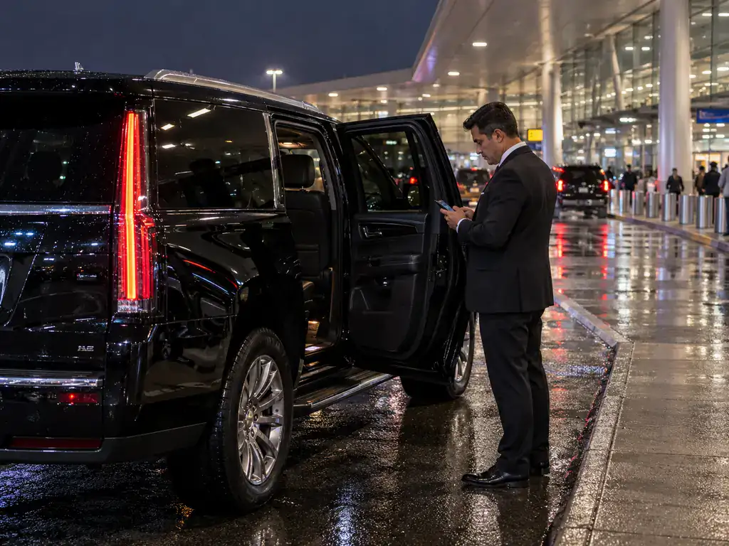 Chauffeur tracking a flight at JFK for a car service to Bradley Airport